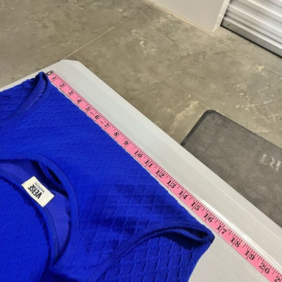 VERSE Quilted Sleeveless Dress - Royal Blue Textured Casual Dress USA - Picture 5 of 7